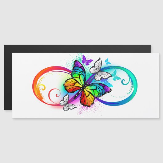 Invitation Magnétique Bright infinity with rainbow butterfly (Devant / Derrière)