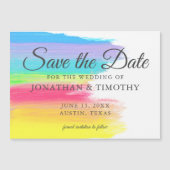 Invitation Magnétique Bright Rainbow Watercolor LGBTQ Enregistrer la dat (Devant)