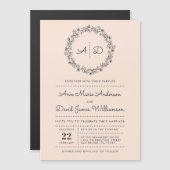 Invitation Magnétique Brouiller | Pays Floral Mariage de couronne (Devant / Derrière)