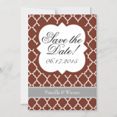 Invitation Magnétique Brown Quatrefoil Blanc Enregistrer l'aimant Date (Recto)