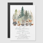 Invitation Magnétique Budget Baby shower d'aquarelle des bois (Devant / Derrière)