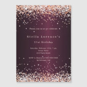 Invitation Magnétique Burgundy rose or luxe anniversaire (Devant)