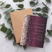 Invitation Magnétique Burgundy rose or prime anniversaire