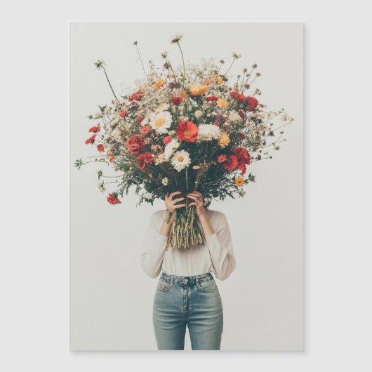 Invitation Magnétique Caché derrière les fleurs (Devant)