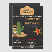 Invitation Magnétique Cactus Far West Garçon 5 Ans (Devant / Derrière)