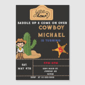 Invitation Magnétique Cactus Far West Garçon 5 Ans (Devant)