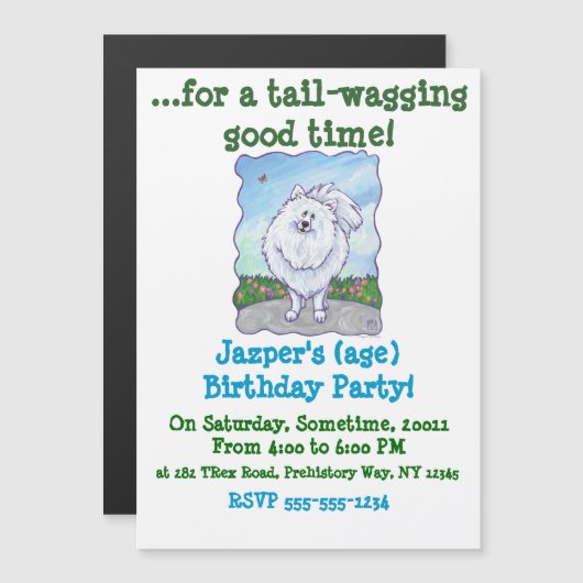 Invitation Magnétique Cadeaux et accessoires Poméraniens blancs (Devant / Derrière)