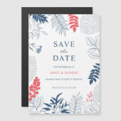 Invitation Magnétique Cadre de Fleurs Tropicales pour Mariage (Devant / Derrière)