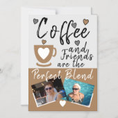Invitation Magnétique Café et amis photos brunes aimant frigo (Recto)