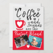 Invitation Magnétique Café et amis photos rouges aimant frigo (Recto)