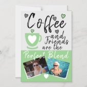 Invitation Magnétique Café et amis photos vertes aimant frigo (Recto)