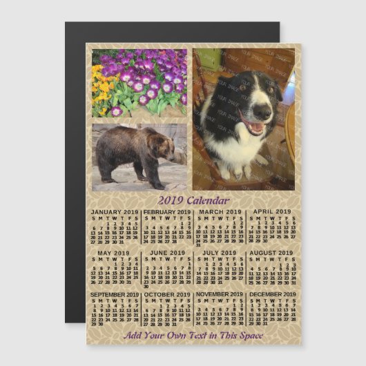 Invitation Magnétique Calendrier 2019 (Voir la description pour la nouve (Devant / Derrière)