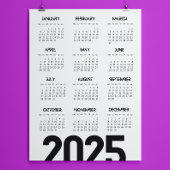 Invitation Magnétique Calendrier 2025 Année Élégant Blanc