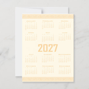 Invitation Magnétique Calendrier 2027, Méandre Grec, Beige sur Latte Cos