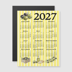 Invitation Magnétique Calendrier 2027, Olives Méditerranéennes Rayures J