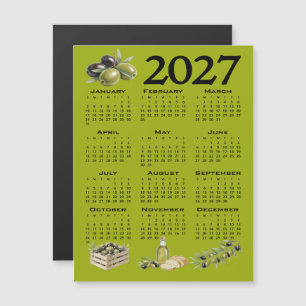 Invitation Magnétique Calendrier 2027, Olives Méditerranéennes, Vertes