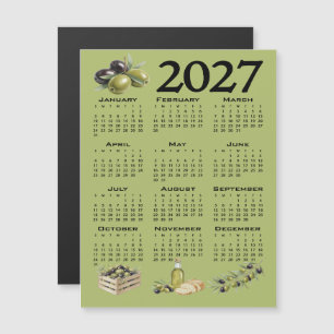 Invitation Magnétique Calendrier 2027, Olives Méditerranéennes, Vertes