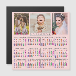 Invitation Magnétique Calendrier annuel 2026 avec collage de photos de f
