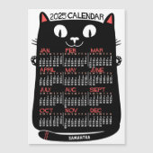 Invitation Magnétique Calendrier de l'année 2025 Chat noir du milieu du  (Devant)