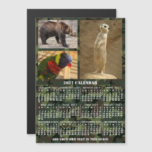 Invitation Magnétique Calendrier de l'année 2027 Camouflage Ajouter 3 Ph