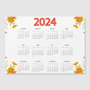 Invitation Magnétique Calendrier de l'année complète 2024 - Minimal de b