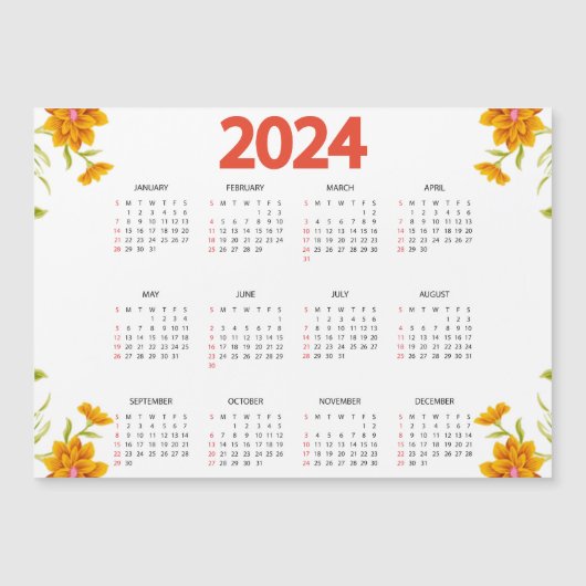Invitation Magnétique Calendrier de l'année complète 2024 - Minimal de b (Devant)