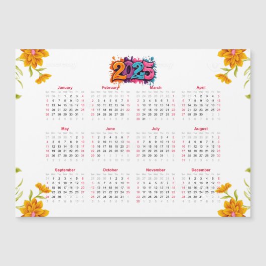 Invitation Magnétique Calendrier de l'année complète 2025 - Minimal de b (Devant)