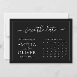 Invitation Magnétique Calendrier Magnetique Noir Minimaliste Sauvegarder