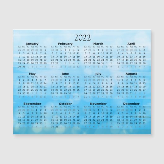 Invitation Magnétique Calendrier Mini 2022 Magnétique Ombre Bleu (Devant)