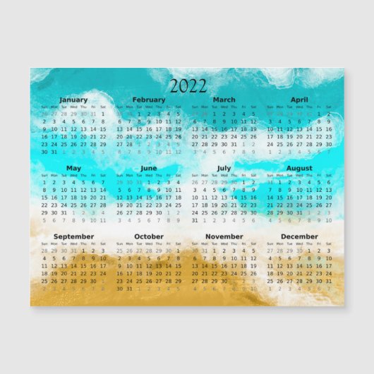 Invitation Magnétique Calendrier Mini magnétique Océan 2022 (Devant)