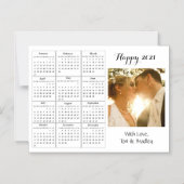 Invitation Magnétique Calendrier Mini Photo de Mariage Blanc 2021 (Recto)