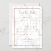 Invitation Magnétique Calendrier Moderne Marbre Rose Or Enregistrer la d (Recto)