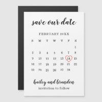 Calendrier moderne Mariage au coeur rouge Enregist