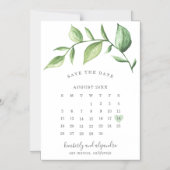 Invitation Magnétique Calendrier Rustique Verdure Enregistrer la Date (Recto)