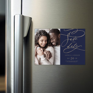 Invitation Magnétique Calligraphie de marine romantique Photo Enregistre