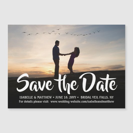 Invitation Magnétique Calligraphie élégante 1 Mariage photo Enregistrer  (Devant)