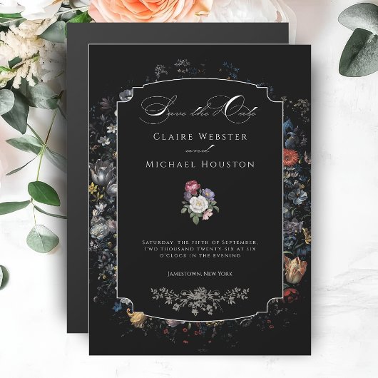Invitation Magnétique Calligraphie florale noire