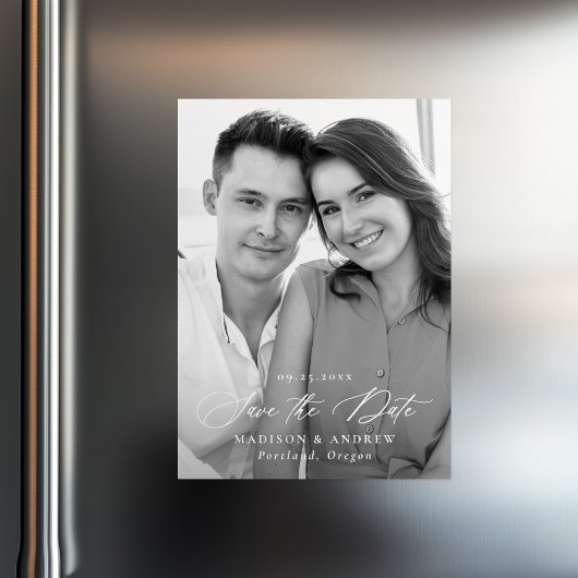 Invitation Magnétique Calligraphie moderne élégante Photo Enregistrer la