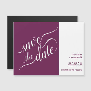 Invitation Magnétique Calligraphie moderne Mariage magenta Enregistrer l