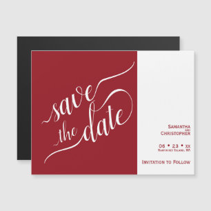 Invitation Magnétique Calligraphie moderne Mariage rouge Enregistrer la