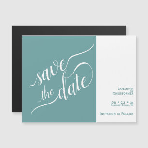 Invitation Magnétique Calligraphie moderne Mariage Turquoise Enregistrer