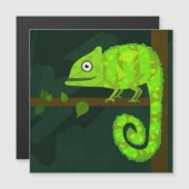 Invitation Magnétique Caméléon vert mignon (Devant / Derrière)