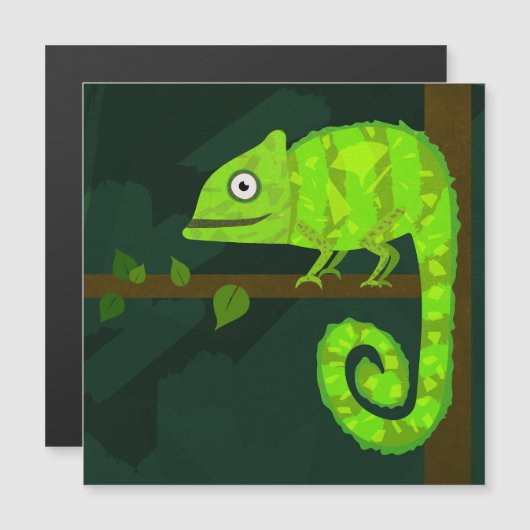 Invitation Magnétique Caméléon vert mignon (Devant / Derrière)