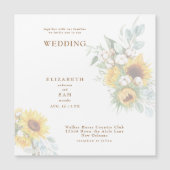 Invitation Magnétique Carré Mariage floral tournesol (Devant)
