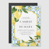 Invitation Magnétique Carrelage marocain et citrons Mariage méditerranée (Devant / Derrière)