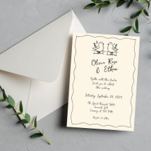 Carton d'invitation de mariage fantaisiste dessiné