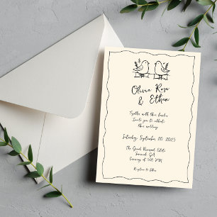 Invitation Magnétique Carton d'invitation de mariage fantaisiste dessiné