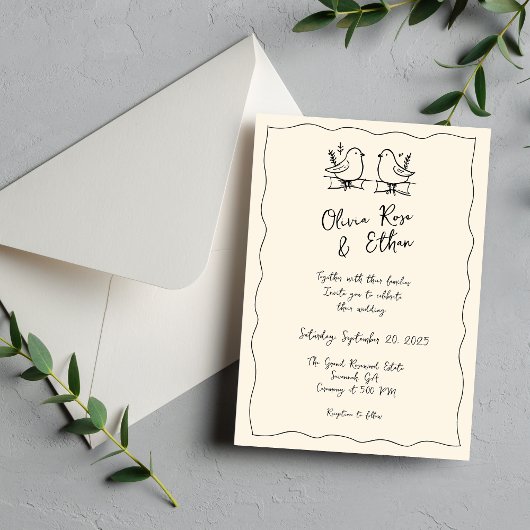 Invitation Magnétique Carton d'invitation de mariage fantaisiste dessiné