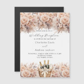 Invitation Magnétique Cave à vin rose crème réception de mariage de luxe (Devant / Derrière)