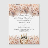 Invitation Magnétique Cave à vin rose crème réception de mariage de luxe (Devant)